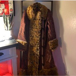 Plenty by Tracy Reese Brown and Tan Teddy Jacket with Luxurious Fur Trim